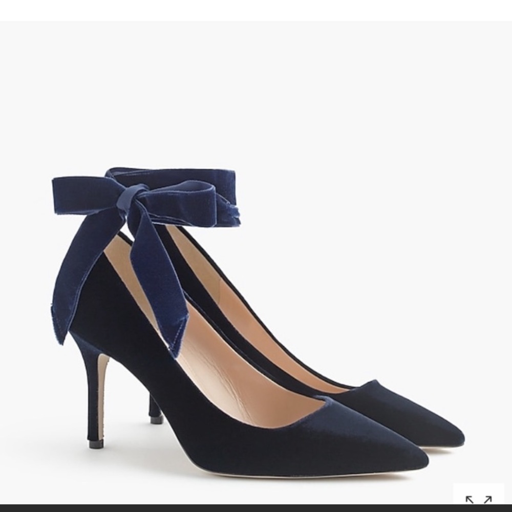 J crew Elsie velvet ankle-wrap pumps